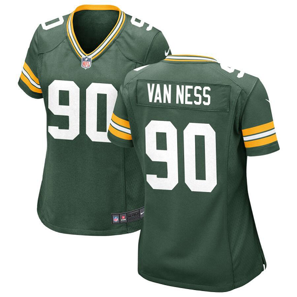 Women's Green Bay Packers #90 Lukas Van Ness Green Stitched Jersey