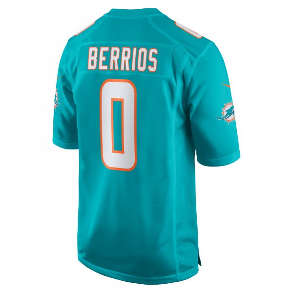 Men's Miami Dolphins Braxton Berrios Nike Aqua Game Jersey