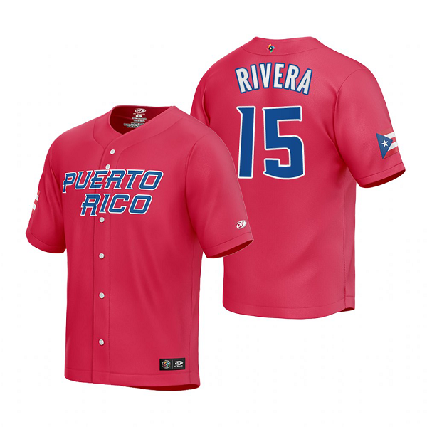 Puerto Rico Baseball Emmanuel Rivera Red 2023 World Baseball Classic Jersey