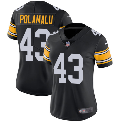 Women's Nike Steelers #43 Troy Polamalu Black Alternate Stitched NFL Vapor Untouchable Limited Jersey