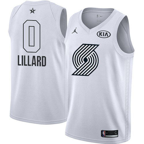 Men's Jordan Brand Portland Trail Blazers #0 Damian Lillard White Swingman 2018 All-Star Game NBA Jersey