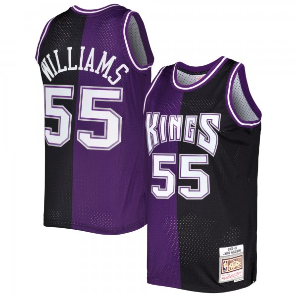 Men's Sacramento Kings Jason Williams Mitchell & Ness Purple/Black Hardwood Classics 2000/01 Split Swingman Jersey