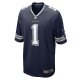 Men's Dallas Cowboys Number 1 Dad Nike Navy Game Jersey