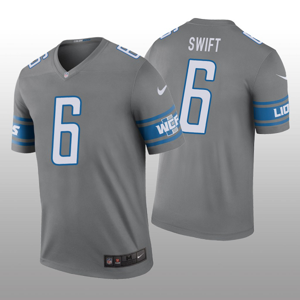 Detroit Lions #6 D'Andre Swift Steel Color Rush Legend Men's Jersey