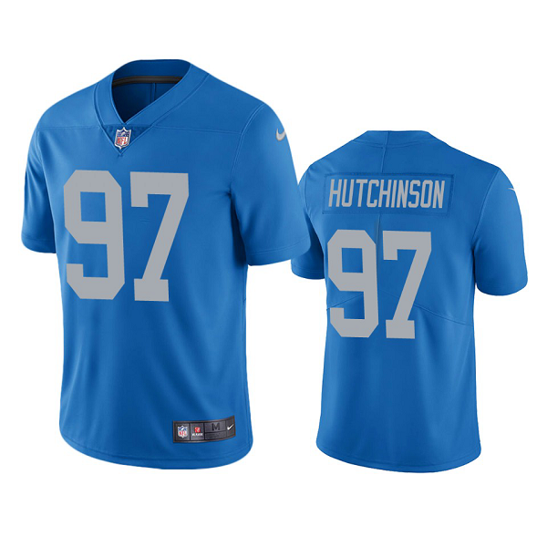 Men's Detroit Lions Aidan Hutchinson Blue 2022 NFL New Draft Vapor Limited Jersey