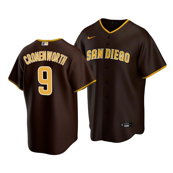 Men's San Diego Padres #9 Jake Cronenworth Player Game Road Brown Baseball Stitched MLB Jersey