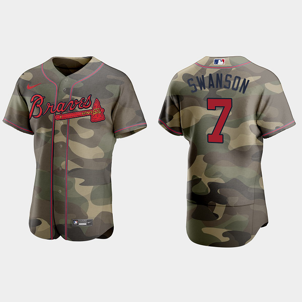 Dansby Swanson Atlanta Braves 2021 National Armed Forces Day MLB Jersey - Camo