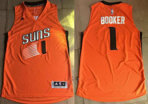 Men's Phoenix Suns #1 Devin Booker Orange Stitched NBA Jersey