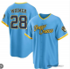 Men's Milwaukee Brewers #28 Joey Wiemer Powder Blue Cool Base Player Jersey