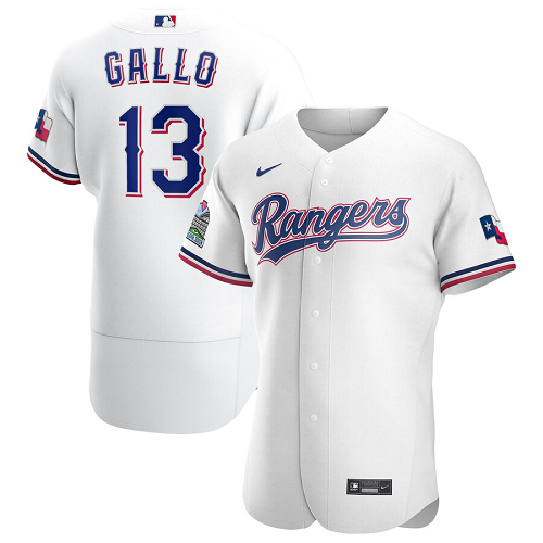 Men's Texas Rangers #13 Joey Gallo Nike White Home 2020 Player Jersey