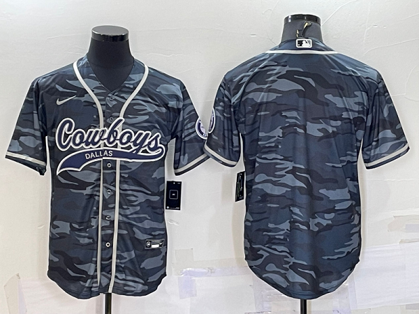 Men's Dallas Cowboys Blank Camouflage Stitched Baseball Cool Base Jersey