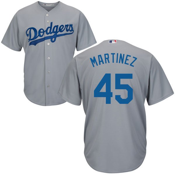 Los Angeles Dodgers #45 Pedro Martinez Men's Cool Base Gray Jersey