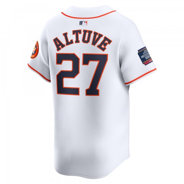 Men's Houston Astros Jose Altuve Nike White 2024 MLB World Tour Mexico City Series Home Limited Player Jersey