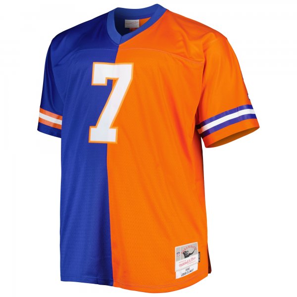 Men's Denver Broncos John Elway Mitchell & Ness Royal/Orange Big & Tall Split Legacy Retired Player Replica Jersey