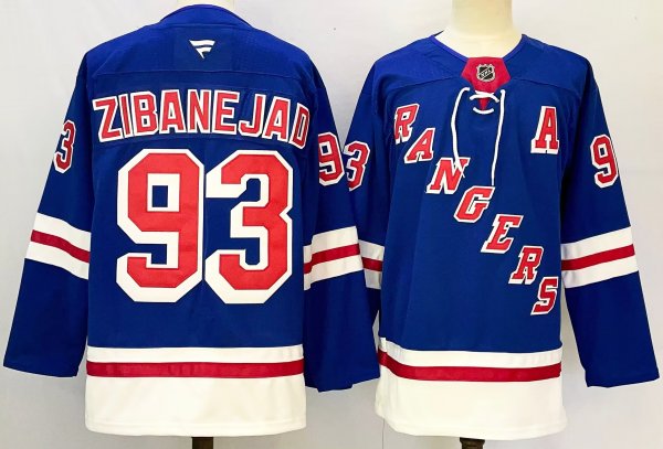 Men's #93 Mika Zibanejad New York Rangers Blue City Edition Jersey