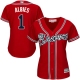 Atlanta Braves #1 Ozzie Albies Red Alternate Women's Stitched MLB Jersey