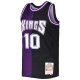 Men's Sacramento Kings Mike Bibby Mitchell & Ness Purple/Black Hardwood Classics 2001/02 Split Swingman Jersey