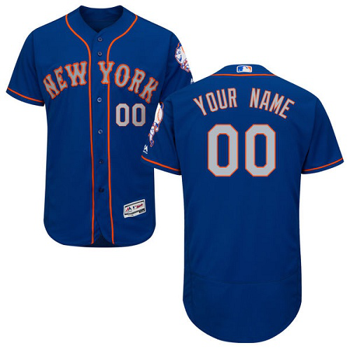 New York Mets Blue Alternate Flex Base Men's Customized MLB Jersey