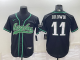 Men's Philadelphia Eagles #11 A.J. Brown Black Stitched Baseball Cool Base Jersey