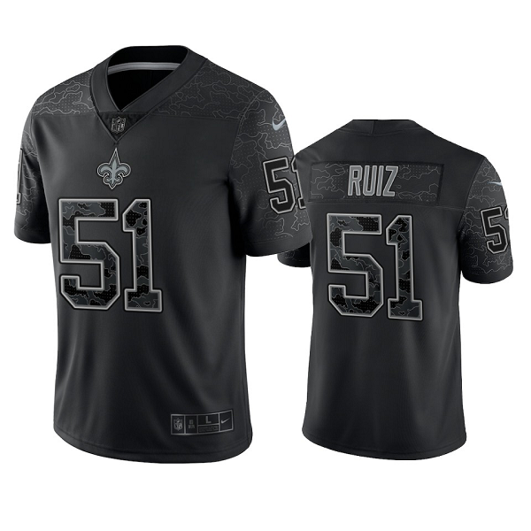 New Orleans Saints Cesar Ruiz Black Reflective Limited Jersey #51