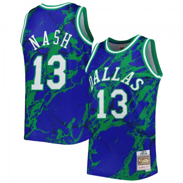 Men's Dallas Mavericks Steve Nash Mitchell & Ness Blue 1998/99 Hardwood Classics Marble Swingman Jersey