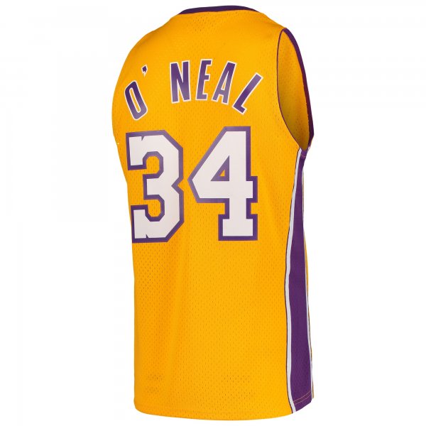 Men's Los Angeles Lakers Shaquille O'Neal Mitchell & Ness Gold Hardwood Classics Swingman Jersey