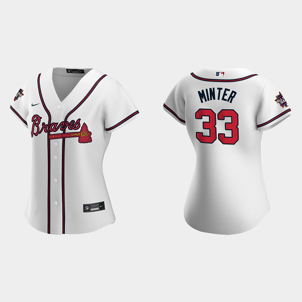 Women's Atlanta Braves #33 A.J. Minter White 2021 MLB All-Star Game Jersey