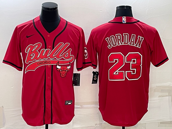 Men's Chicago Bulls #23 Michael Jordan Red Baseball Jersey