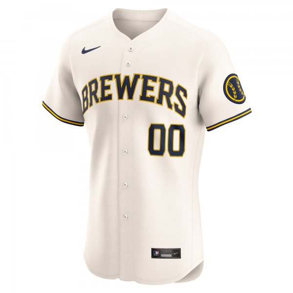 Men's Milwaukee Brewers Nike Cream Home Elite Custom Jersey