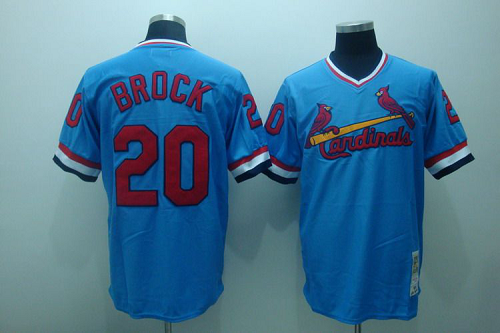 Mitchell And Ness St. Louis Cardinals #20 Lou Brock Stitched Blue Throwback MLB Jersey