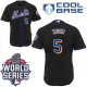 New York Mets #5 David Wright Black W/2015 World Series Patch Stitched MLB Jersey