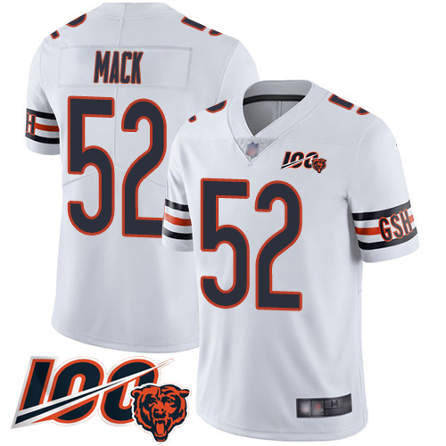 Chicago Bears #52 Khalil Mack White Men's Stitched NFL 100th Season Vapor Limited Jersey