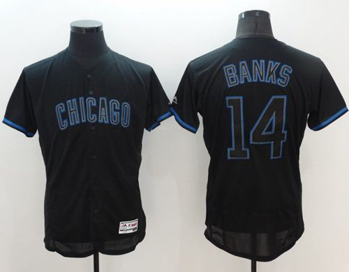 Chicago Cubs #14 Ernie Banks Black Fashion Flexbase Collection Stitched MLB Jersey