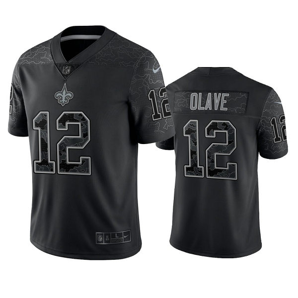 New Orleans Saints Chris Olave Black Reflective Limited Jersey #12