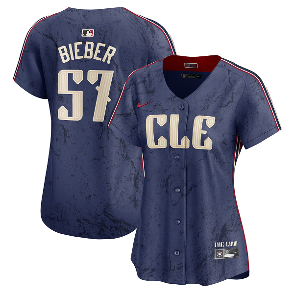 Women's Cleveland Guardians #57 Shane Bieber Nike Navy 2024 City Connect Limited Jersey