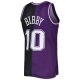 Men's Sacramento Kings Mike Bibby Mitchell & Ness Purple/Black Hardwood Classics 2001/02 Split Swingman Jersey