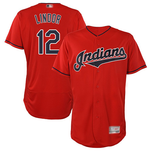 Men's Cleveland Indians #12 Francisco Lindor Red Flexbase Collection Stitched MLB Jersey