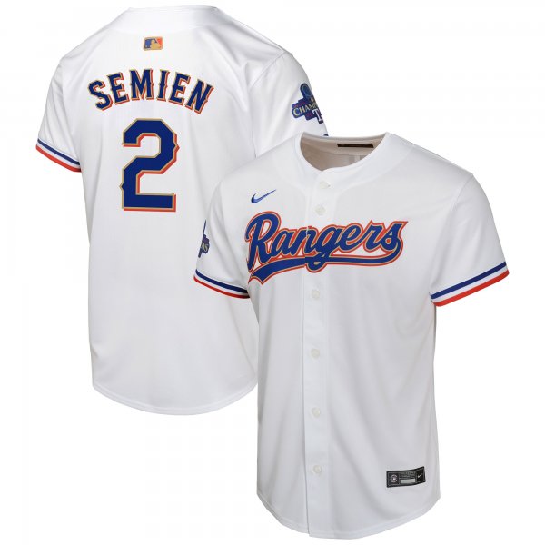 Youth Texas Rangers #2 Marcus Semien Nike White 2024 Gold Collection Limited Player Jersey