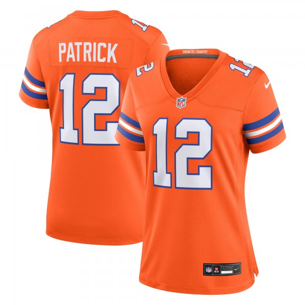 Women's Denver Broncos #12 Tim Patrick Nike Orange Mile High Collection 1977 Throwback Player Jersey