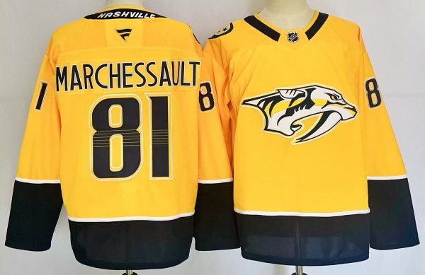 Men's #81 Jonathan Marchessault Nashville Predators Yellow And Black City Edition Jersey