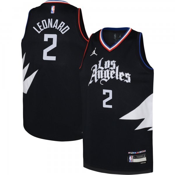 Youth LA Clippers Kawhi Leonard Jordan Brand Black Swingman Jersey - Statement Edition