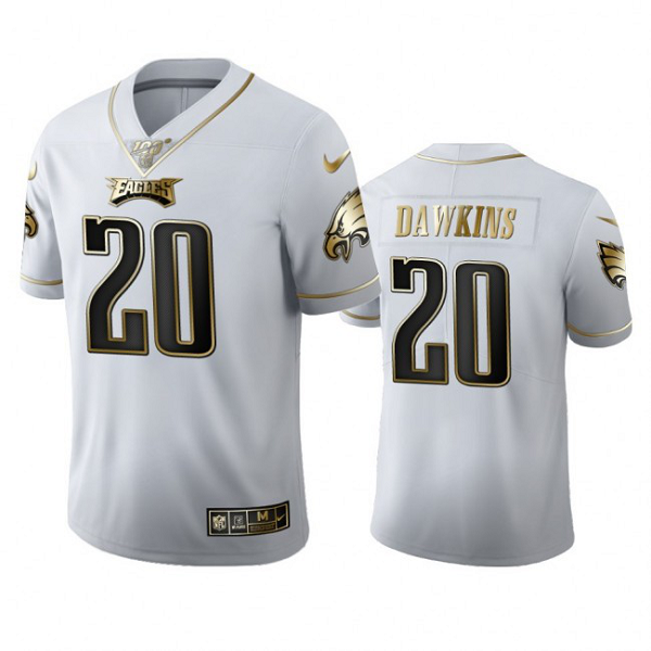 Philadelphia Eagles #20 Brian Dawkins Men's Nike White Golden Edition Vapor Limited NFL 100 Jersey